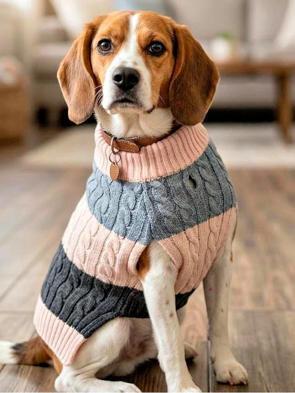 Color-Block Cable-Knit Sweater for Dogs, medium Dog up to 50 lbs